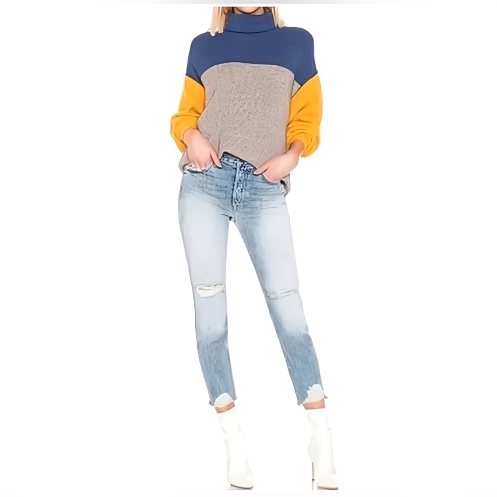 Free People Softly Structured Color Block Sweater… - image 3